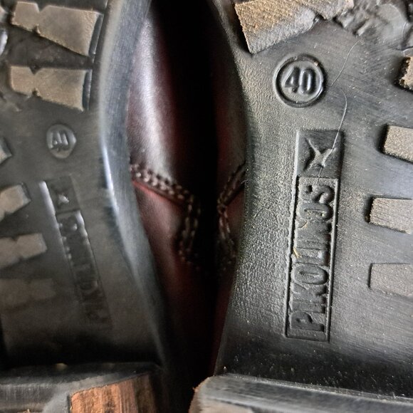 Pikolonis Burgundy Leather Women's Brown Cap Toe Lace Up Zipper Side EUR40/ US-9 - Picture 12 of 14